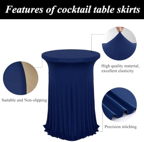 4Pack Navy Blue Cocktail Table Covers 32"x43" Cocktail Table Tablecloths, alternate view 4