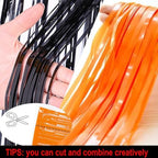 4Pack Orange Black Fringe Curtains for Halloween Party Backdrop Decorations, alternate view 3