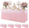 4Pack Pink Spandex Tablecloth for 6FT Rectangle Tables, Table Skirt