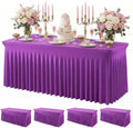 4Pack Purple Spandex Tablecloth for 6FT Rectangle Table, Table Skirt