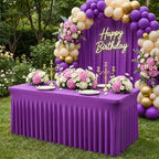 4Pack Purple Spandex Tablecloth for 6FT Rectangle Table, Table Skirt, alternate view 2