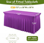 4Pack Purple Spandex Tablecloth for 6FT Rectangle Table, Table Skirt, alternate view 3