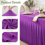 4Pack Purple Spandex Tablecloth for 6FT Rectangle Table, Table Skirt, alternate view 4