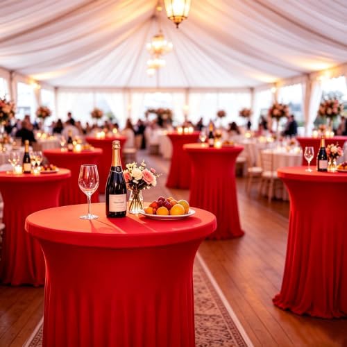 4Pack Red Cocktail Table Covers 32"x43" Cocktail Table Tablecloths Red, alternate view 2