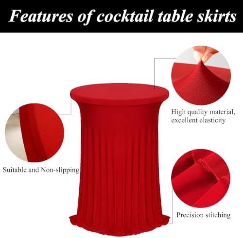 4Pack Red Cocktail Table Covers 32"x43" Cocktail Table Tablecloths Red, alternate view 5