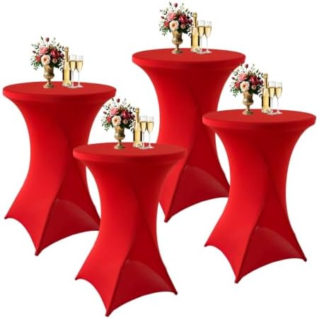 4Pack Red Cocktail Table Covers 32x43Inch Red Cocktail Table Tablecloths in 32x43Inch in Red