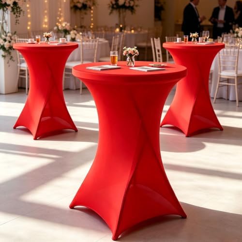 4Pack Red Cocktail Table Covers 32x43Inch Red Cocktail Table Tablecloths in 32x43Inch in Red, alternate view 2
