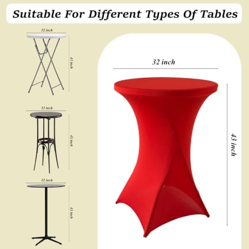 4Pack Red Cocktail Table Covers 32x43Inch Red Cocktail Table Tablecloths in 32x43Inch in Red, alternate view 3