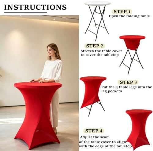 4Pack Red Cocktail Table Covers 32x43Inch Red Cocktail Table Tablecloths in 32x43Inch in Red, alternate view 6