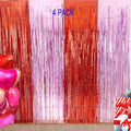 4Pack Red Pink Valentines Foil Fringe Curtains, Valentines Day Decorations