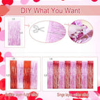 4Pack Red Pink Valentines Foil Fringe Curtains, Valentines Day Decorations, alternate view 5