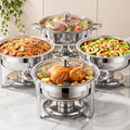 4Pack Round 7QT Stainless Steel Chafing Dishes for Buffet in 4 Pack Sliver