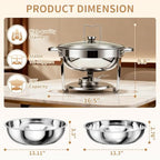 4Pack Round 7QT Stainless Steel Chafing Dishes for Buffet in 4 Pack Sliver, alternate view 2