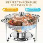 4Pack Round 7QT Stainless Steel Chafing Dishes for Buffet in 4 Pack Sliver, alternate view 3