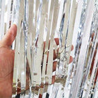 4Pack Silver Fringe Curtain, Silver Streamers Backdrop Birthday Decorations, alternate view 3