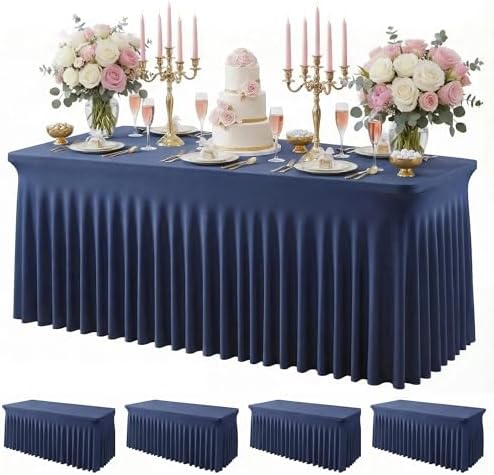 4Pack Spandex Tablecloth for 6FT Rectangle Table, Table Skirt
