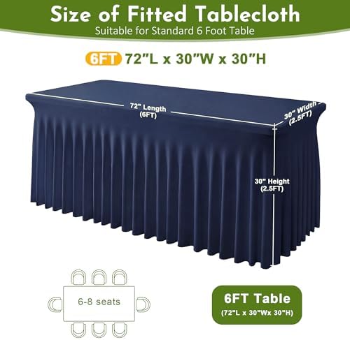 4Pack Spandex Tablecloth for 6FT Rectangle Table, Table Skirt, alternate view 2