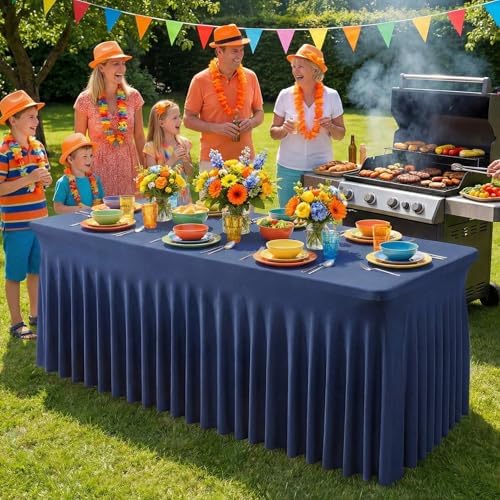4Pack Spandex Tablecloth for 6FT Rectangle Table, Table Skirt, alternate view 4