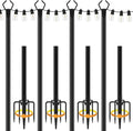 4Pack String Light Poles, Metal Poles for Hanging Outdoor Light Strings,4 Pack 10 FT Light Poles Stand for