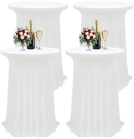 4Pack White Cocktail Table Covers 32"x 43" Cocktail Table Tablecloth