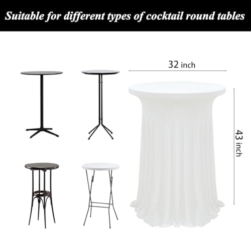 4Pack White Cocktail Table Covers 32"x 43" Cocktail Table Tablecloth, alternate view 3