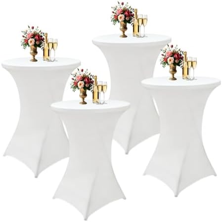 4Pack White Cocktail Table Covers 32x43Inch Cocktail Table Tablecloths in 32x43Inch