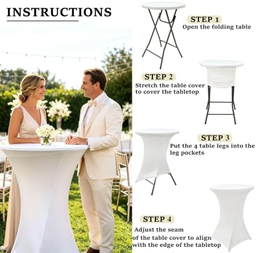 4Pack White Cocktail Table Covers 32x43Inch Cocktail Table Tablecloths in 32x43Inch, alternate view 4