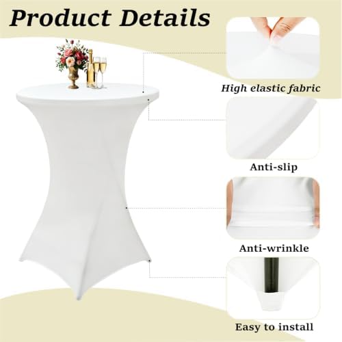 4Pack White Cocktail Table Covers 32x43Inch Cocktail Table Tablecloths in 32x43Inch, alternate view 5