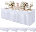 4Pack White Spandex Tablecloth for 8FT Rectangle Table, Table Skirt