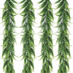 4Pc Artificial Boston Ferns Garland 5.8Ft Green Fake Greenery Vines
