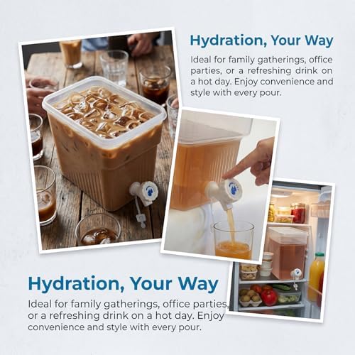 4pcs 1.3 Gallon Drink Dispenser for Fridge, Clear Plastic Beverage Dispenser with Spigot and Lid, Leakproof, alternate view 6