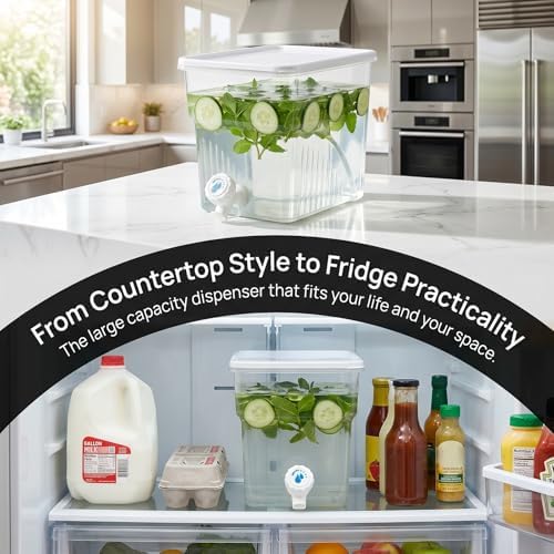 4pcs 1.3 Gallon Drink Dispenser for Fridge, Clear Plastic Beverage Dispenser with Spigot and Lid, Leakproof, alternate view 7