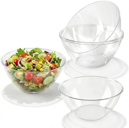 4PCS 160oz Clear Plastic Serving Bowls, Large Round Punch Bowls