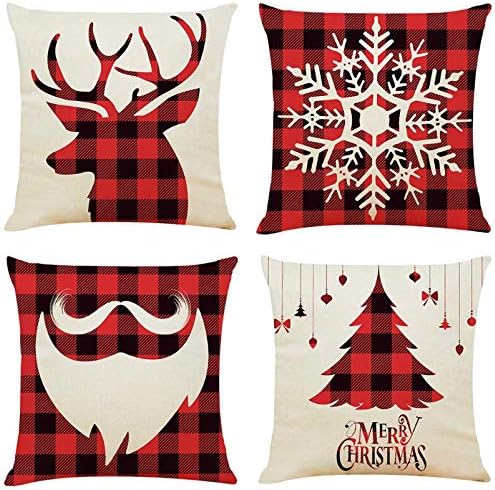 4PCS 18"x18" Throw Pillow Covers for Christmas Cushion Pillow Cases