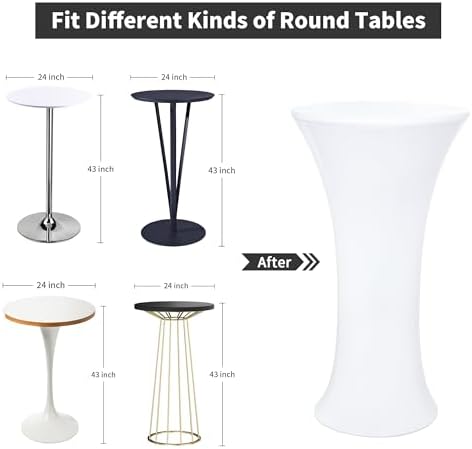 4PCS 24x43 Inch Fitted Cocktail Tablecloth, Cocktail Table Cover in 24x43 Inch, alternate view 4