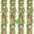 4Pcs 26 Ft Artificial Flower Garland with Light Hanging Fake Vine