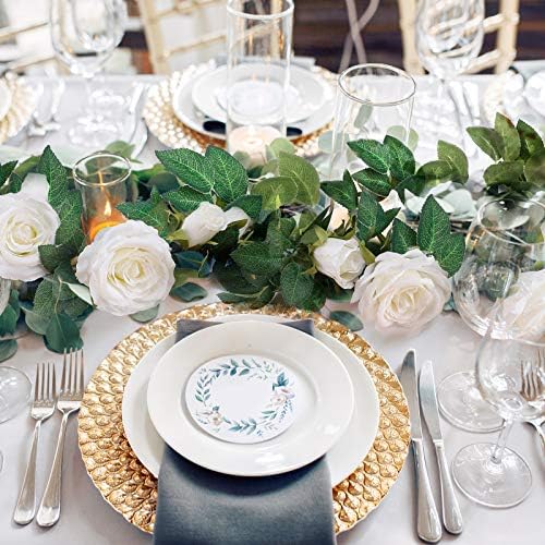 4Pcs(26 FT) Artificial Rose Vine Fake Flower Garland Fake Silk Rose Hanging Vine for Wedding Party Background, alternate view