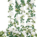 4Pcs(26 FT) Artificial Rose Vine Fake Flower Garland Fake Silk Rose Hanging Vine for Wedding Party Background, alternate view