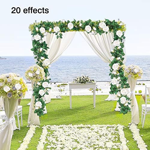 4Pcs(26 FT) Artificial Rose Vine Fake Flower Garland Fake Silk Rose Hanging Vine for Wedding Party Background, alternate view