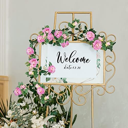 4Pcs(26 FT) Artificial Rose Vine Fake Flower Garland Fake Silk Rose Hanging Vine for Wedding Party Background, alternate view