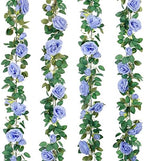4Pcs(26 FT) Artificial Rose Vine Fake Flower Garland Fake Silk Rose Hanging Vine for Wedding Party Background