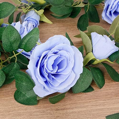 4Pcs(26 FT) Artificial Rose Vine Fake Flower Garland Fake Silk Rose Hanging Vine for Wedding Party Background, alternate view