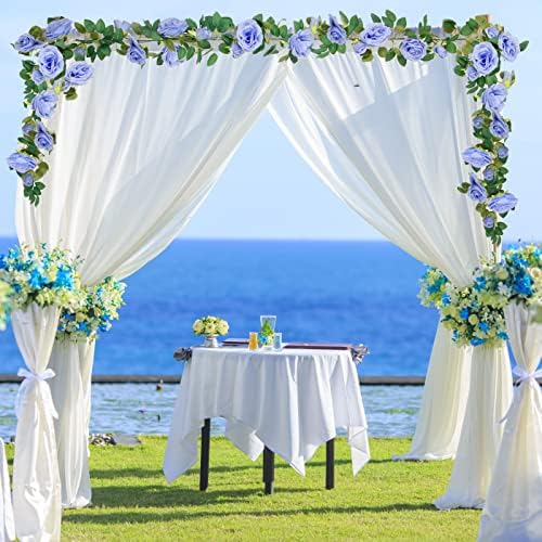 4Pcs(26 FT) Artificial Rose Vine Fake Flower Garland Fake Silk Rose Hanging Vine for Wedding Party Background, alternate view