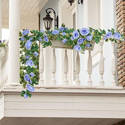 4Pcs(26 FT) Artificial Rose Vine Fake Flower Garland Fake Silk Rose Hanging Vine for Wedding Party Background, alternate view