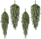 4PCS 32" Artificial Christmas Teardrop Swag, Norfolk & Cedar in 32 leaves & 45 leaves in Green