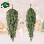4PCS 32" Artificial Christmas Teardrop Swag, Norfolk & Cedar in 32 leaves & 45 leaves in Green, alternate view 3