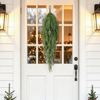 4PCS 32" Artificial Christmas Teardrop Swag, Norfolk & Cedar in 32 leaves & 45 leaves in Green, alternate view 5