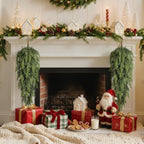 4PCS 32" Artificial Christmas Teardrop Swag, Norfolk & Cedar in 32 leaves & 45 leaves in Green, alternate view 6