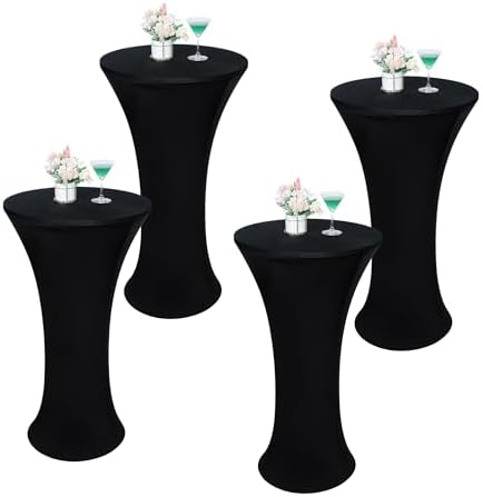 4PCS 36x43 Inch Fitted Cocktail Tablecloth, Cocktail Table Cover in 36x43 Inch