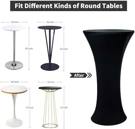 4PCS 36x43 Inch Fitted Cocktail Tablecloth, Cocktail Table Cover in 36x43 Inch, alternate view 4